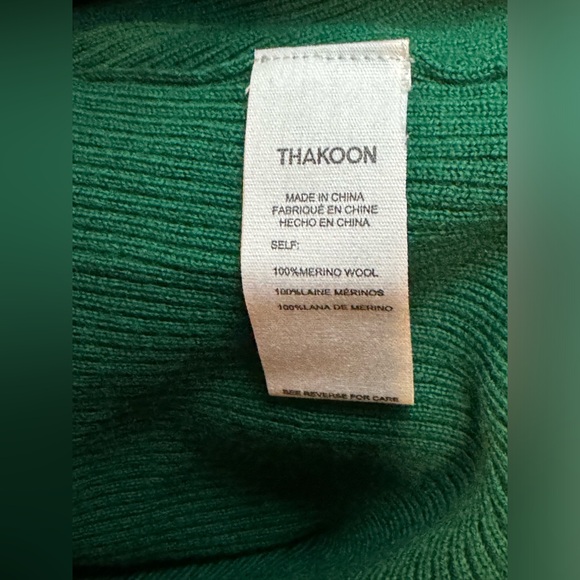 NWT Thakoon Button Up Merino Wool Turtleneck in VG Green Size Small - Picture 6 of 7